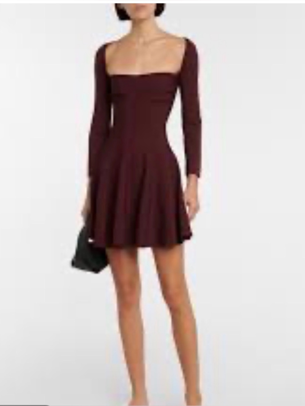 Khaite Dylan Knit Fit & Flare Mini Dress Size XS Italy Burgundy $1240 Retail